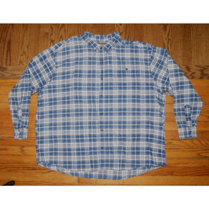 C.E. SCHMIDT Workwear Plaid Men's Button Down Long Sleeve Shirt Size 4XL Blue